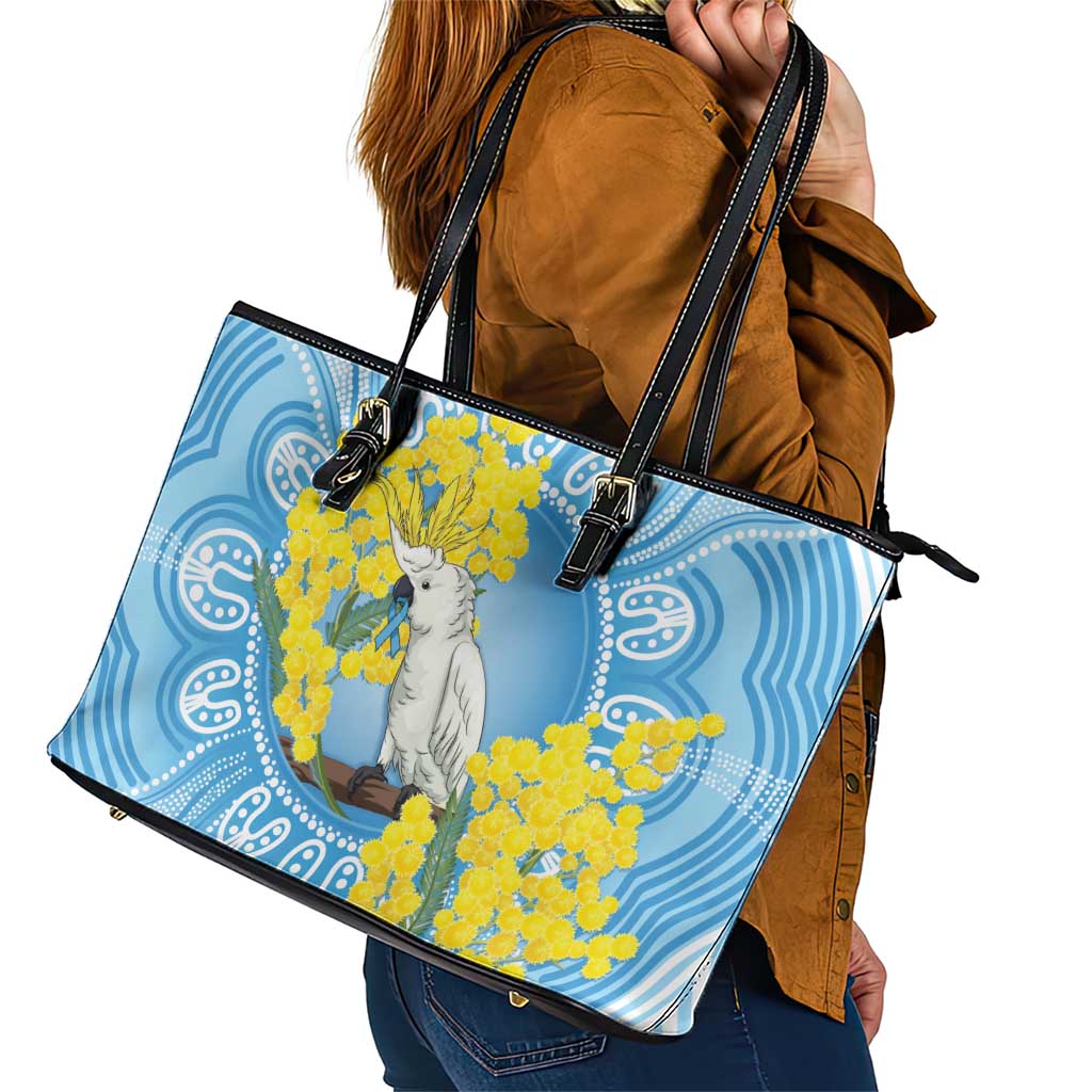 World Diabetes Day Australia Leather Tote Bag Yellow-crested Cockatoo Golden Wattle Aboriginal - Aussie Hoodie