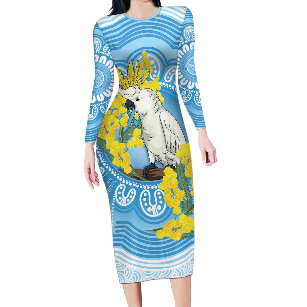 World Diabetes Day Australia Long Sleeve Bodycon Dress Yellow-crested Cockatoo Golden Wattle Aboriginal - Aussie Hoodie