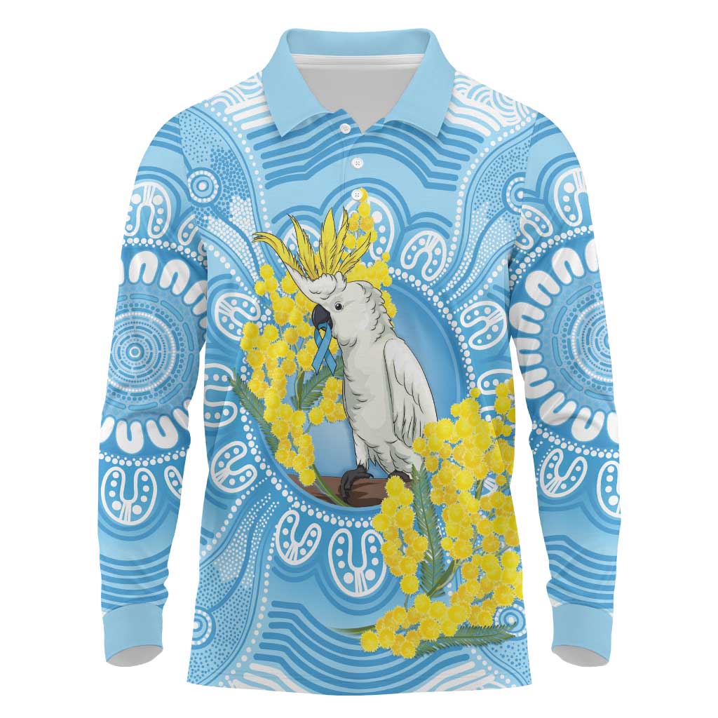 World Diabetes Day Australia Long Sleeve Polo Shirt Yellow-crested Cockatoo Golden Wattle Aboriginal - Aussie Hoodie