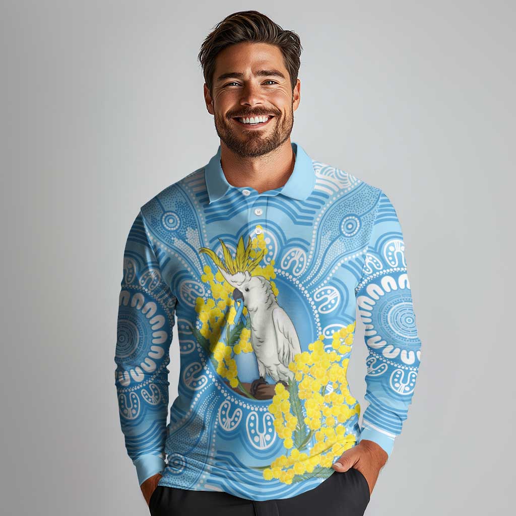 World Diabetes Day Australia Long Sleeve Polo Shirt Yellow-crested Cockatoo Golden Wattle Aboriginal - Aussie Hoodie
