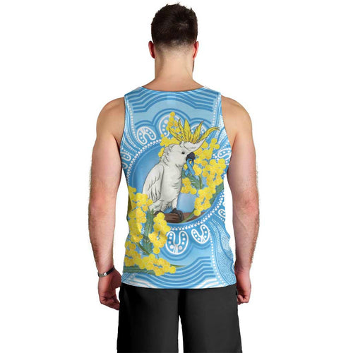 World Diabetes Day Australia Men Tank Top Yellow-crested Cockatoo Golden Wattle Aboriginal - Aussie Hoodie