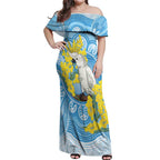 World Diabetes Day Australia Off Shoulder Maxi Dress Yellow-crested Cockatoo Golden Wattle Aboriginal - Aussie Hoodie