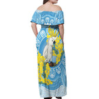 World Diabetes Day Australia Off Shoulder Maxi Dress Yellow-crested Cockatoo Golden Wattle Aboriginal - Aussie Hoodie