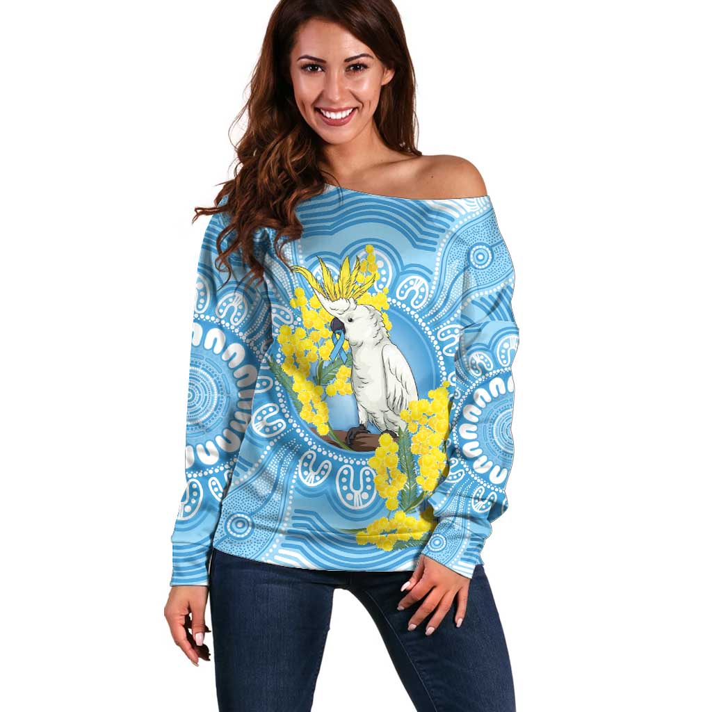 World Diabetes Day Australia Off Shoulder Sweater Yellow-crested Cockatoo Golden Wattle Aboriginal - Aussie Hoodie
