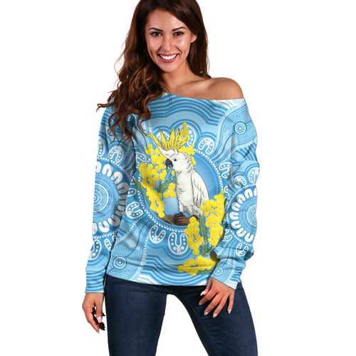 World Diabetes Day Australia Off Shoulder Sweater Yellow-crested Cockatoo Golden Wattle Aboriginal - Aussie Hoodie