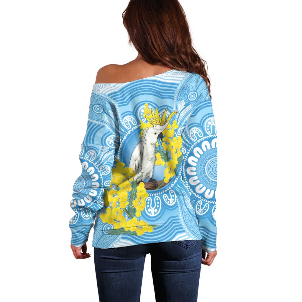 World Diabetes Day Australia Off Shoulder Sweater Yellow-crested Cockatoo Golden Wattle Aboriginal - Aussie Hoodie