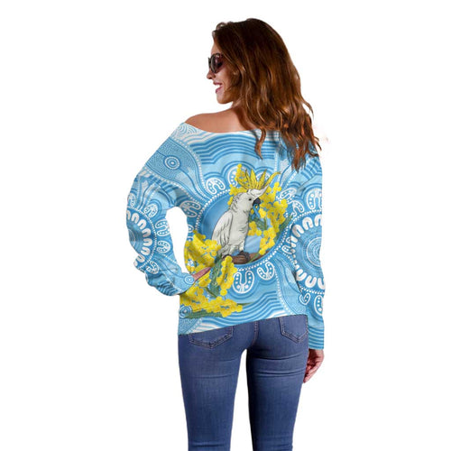 World Diabetes Day Australia Off Shoulder Sweater Yellow-crested Cockatoo Golden Wattle Aboriginal - Aussie Hoodie