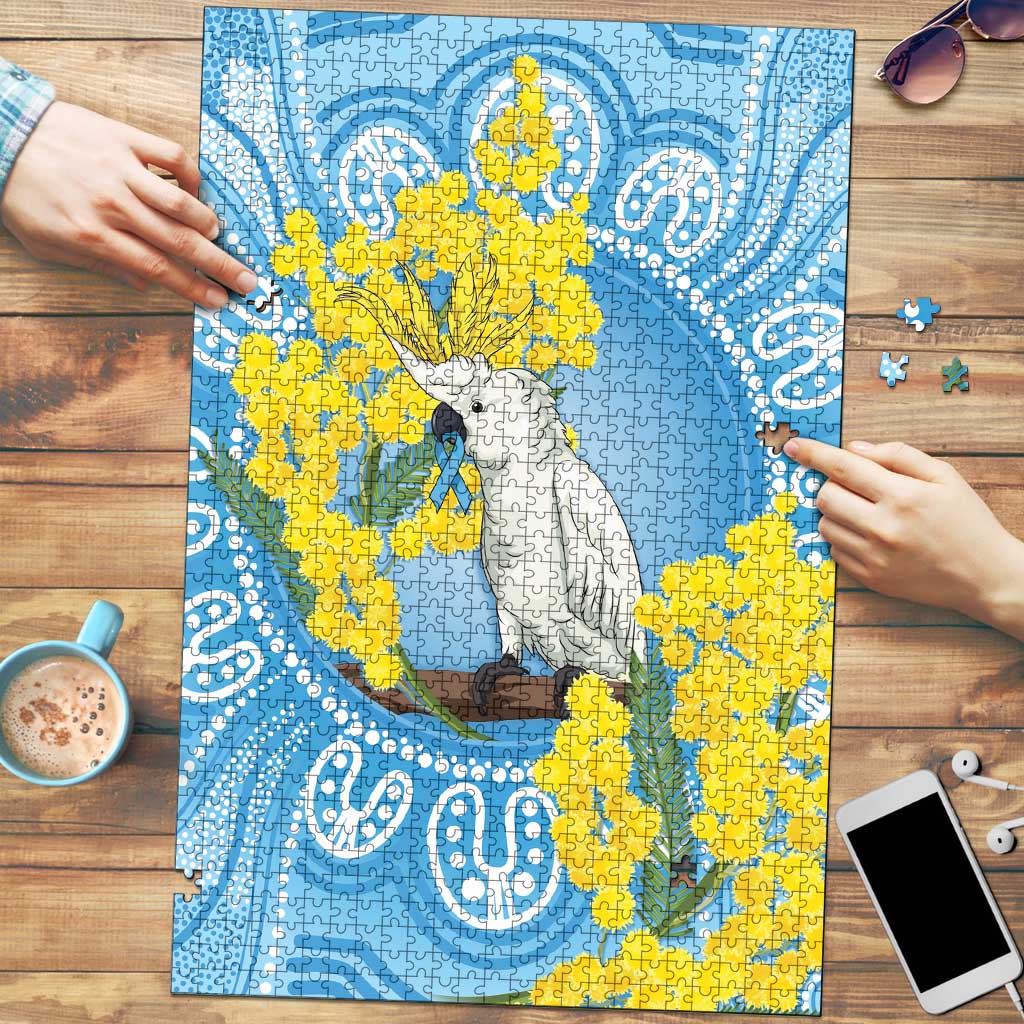World Diabetes Day Australia Puzzle Yellow-crested Cockatoo Golden Wattle Aboriginal - Aussie Hoodie