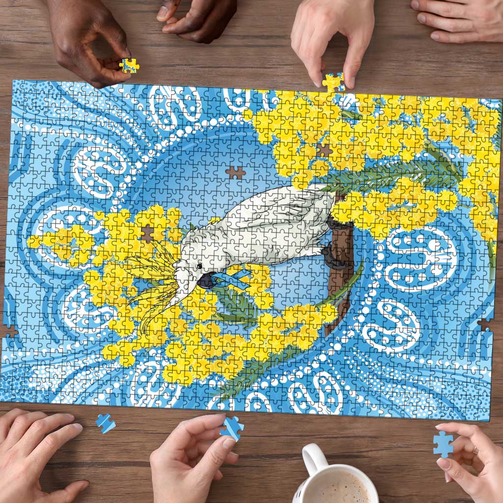 World Diabetes Day Australia Puzzle Yellow-crested Cockatoo Golden Wattle Aboriginal - Aussie Hoodie