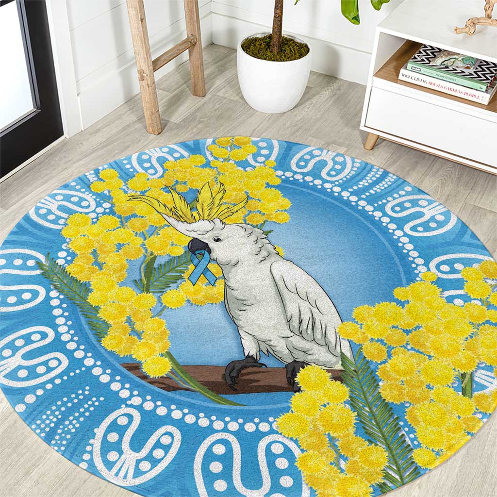 World Diabetes Day Australia Round Carpet Yellow-crested Cockatoo Golden Wattle Aboriginal - Aussie Hoodie