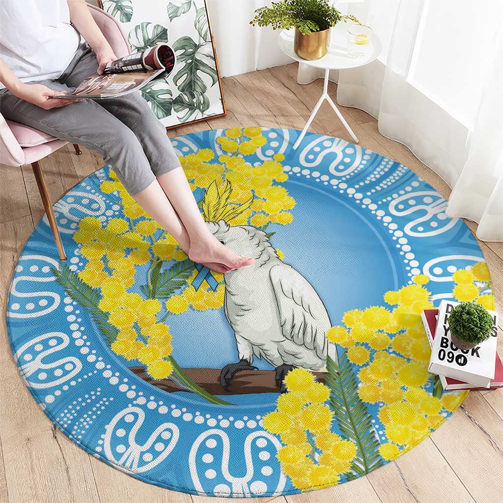 World Diabetes Day Australia Round Carpet Yellow-crested Cockatoo Golden Wattle Aboriginal - Aussie Hoodie