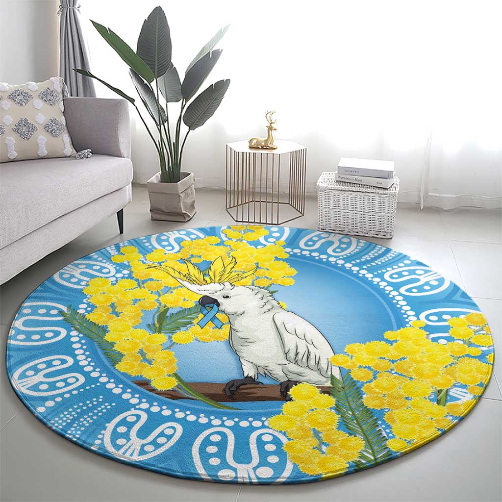 World Diabetes Day Australia Round Carpet Yellow-crested Cockatoo Golden Wattle Aboriginal - Aussie Hoodie