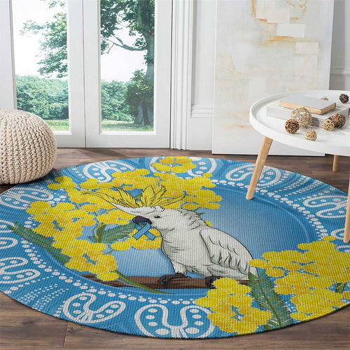 World Diabetes Day Australia Round Carpet Yellow-crested Cockatoo Golden Wattle Aboriginal - Aussie Hoodie