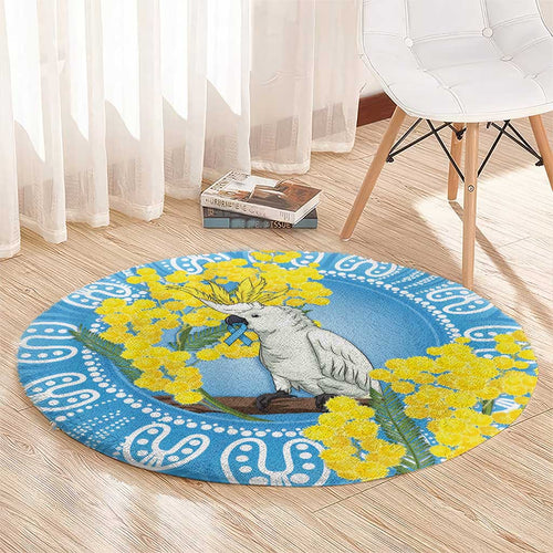 World Diabetes Day Australia Round Carpet Yellow-crested Cockatoo Golden Wattle Aboriginal - Aussie Hoodie