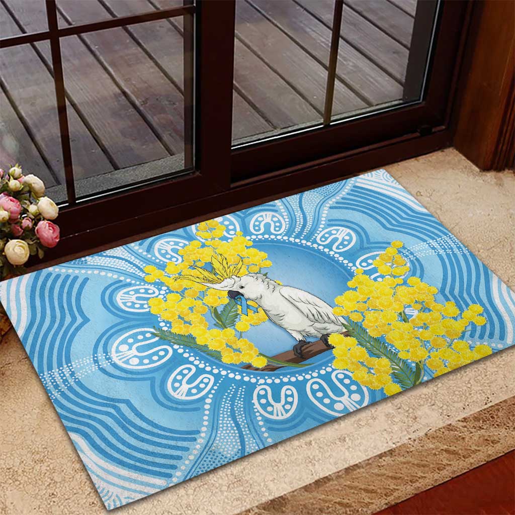 World Diabetes Day Australia Rubber Doormat Yellow-crested Cockatoo Golden Wattle Aboriginal - Aussie Hoodie