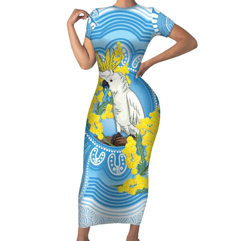 World Diabetes Day Australia Short Sleeve Bodycon Dress Yellow-crested Cockatoo Golden Wattle Aboriginal - Aussie Hoodie