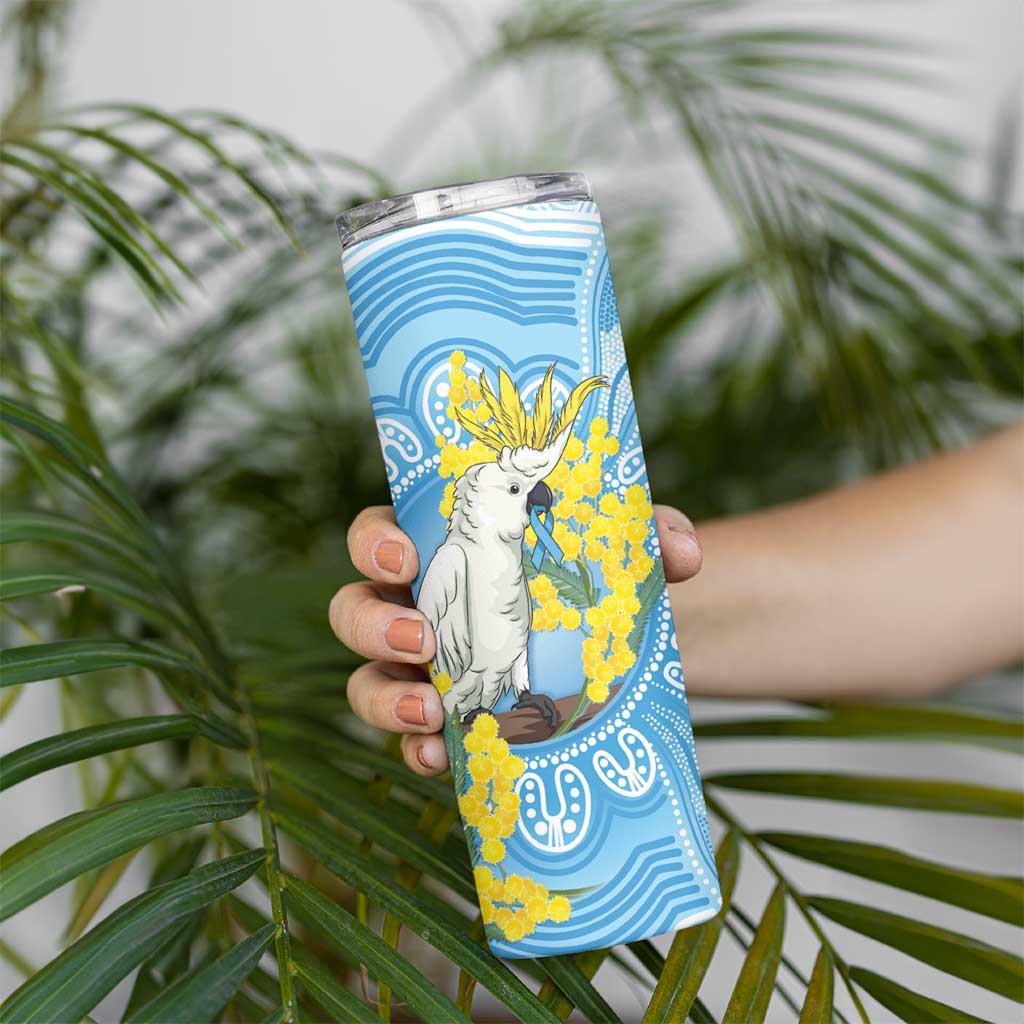 World Diabetes Day Australia Skinny Tumbler Yellow-crested Cockatoo Golden Wattle Aboriginal - Aussie Hoodie