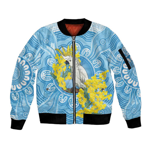 World Diabetes Day Australia Sleeve Zip Bomber Jacket Yellow-crested Cockatoo Golden Wattle Aboriginal - Aussie Hoodie