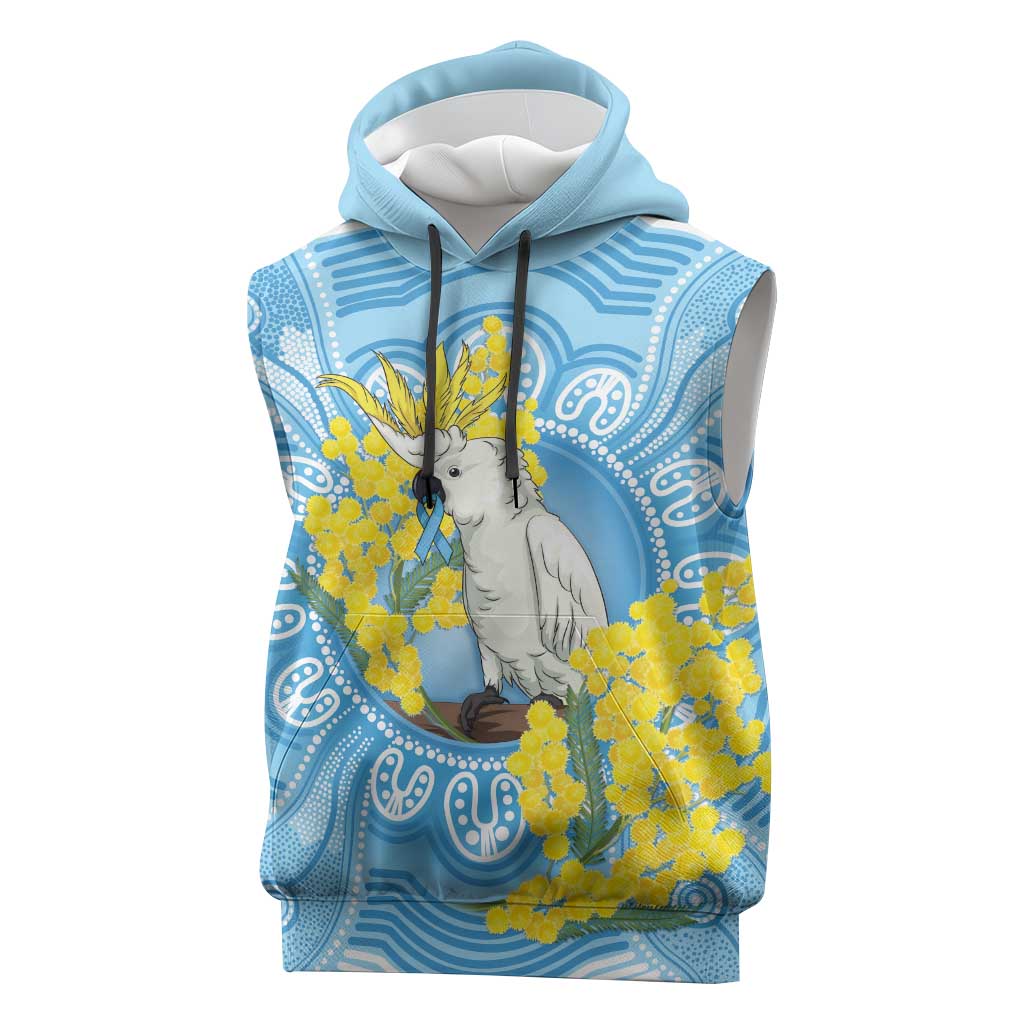 World Diabetes Day Australia Sleeveless Hoodie Yellow-crested Cockatoo Golden Wattle Aboriginal - Aussie Hoodie