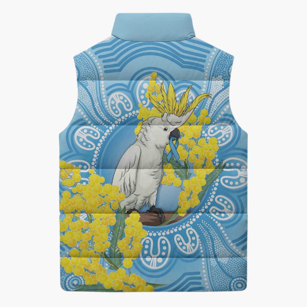 World Diabetes Day Australia Sleeveless Puffer Jacket Yellow-crested Cockatoo Golden Wattle Aboriginal - Aussie Hoodie