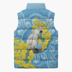 World Diabetes Day Australia Sleeveless Puffer Jacket Yellow-crested Cockatoo Golden Wattle Aboriginal - Aussie Hoodie