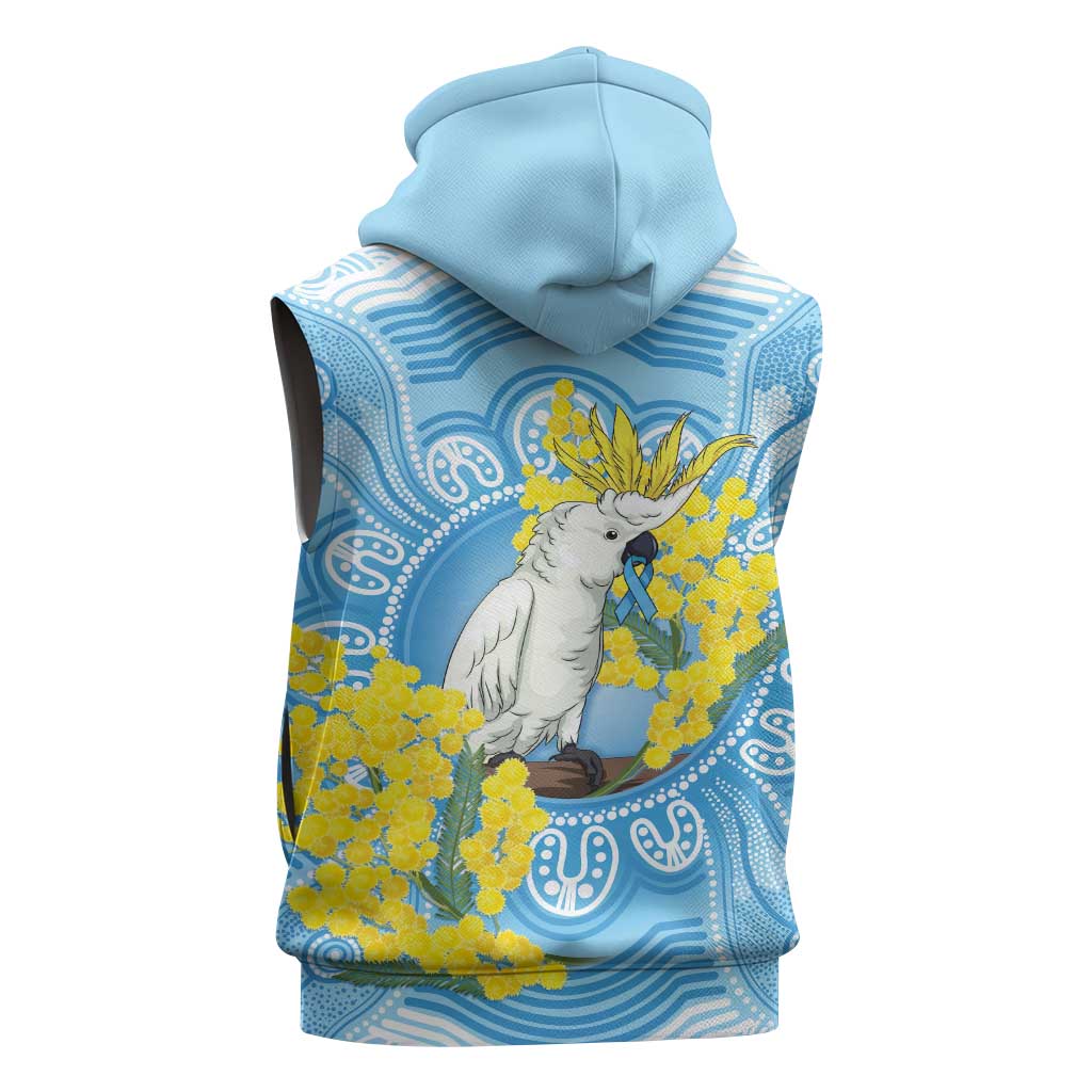 World Diabetes Day Australia Sleeveless Zip Hoodie Yellow-crested Cockatoo Golden Wattle Aboriginal LT14