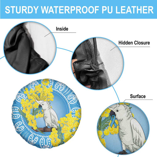 World Diabetes Day Australia Spare Tire Cover Yellow-crested Cockatoo Golden Wattle Aboriginal - Aussie Hoodie