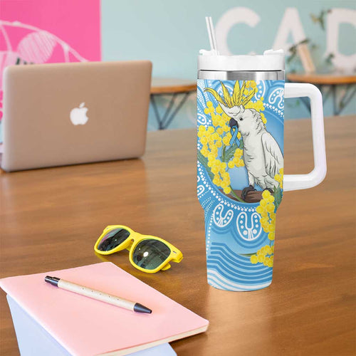 World Diabetes Day Australia Tumbler With Handle Yellow-crested Cockatoo Golden Wattle Aboriginal - Aussie Hoodie