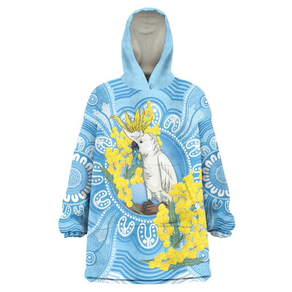 World Diabetes Day Australia Wearable Blanket Hoodie Yellow-crested Cockatoo Golden Wattle Aboriginal - Aussie Hoodie