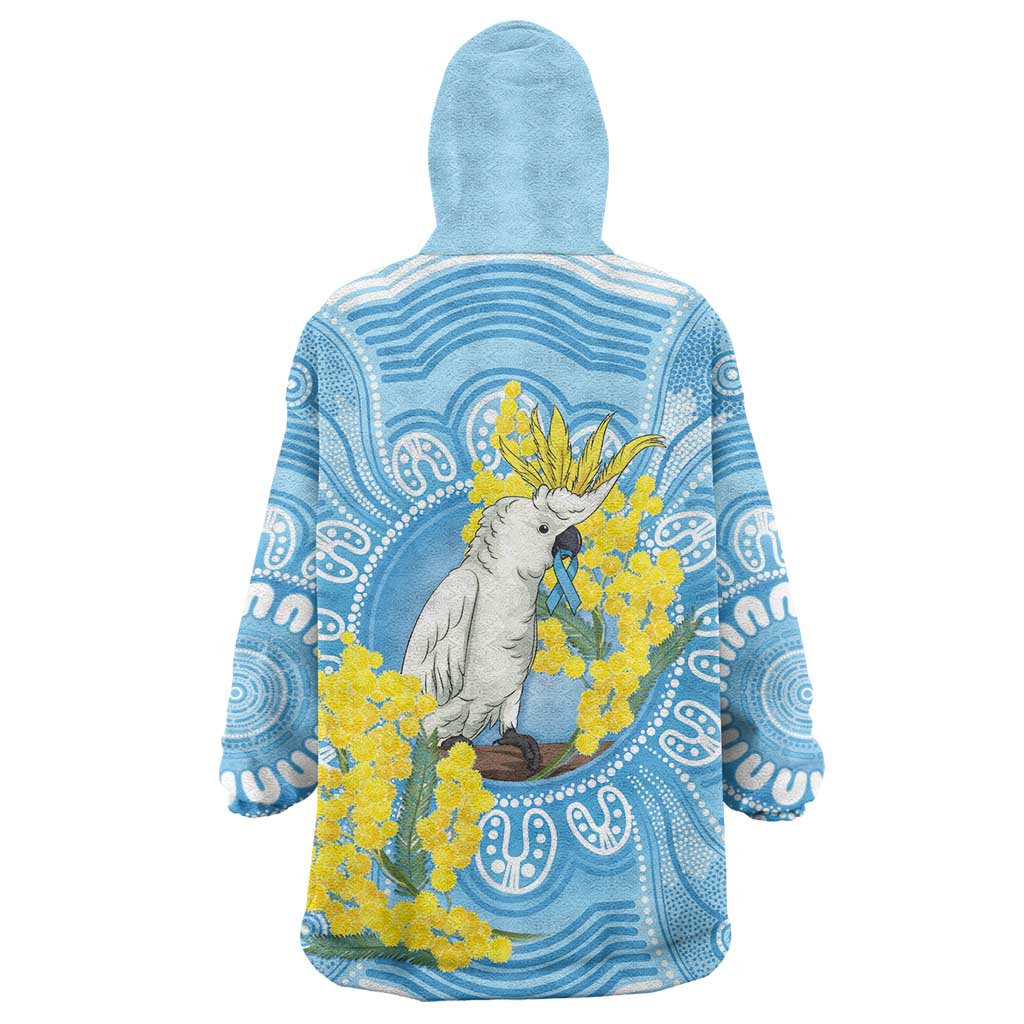 World Diabetes Day Australia Wearable Blanket Hoodie Yellow-crested Cockatoo Golden Wattle Aboriginal - Aussie Hoodie