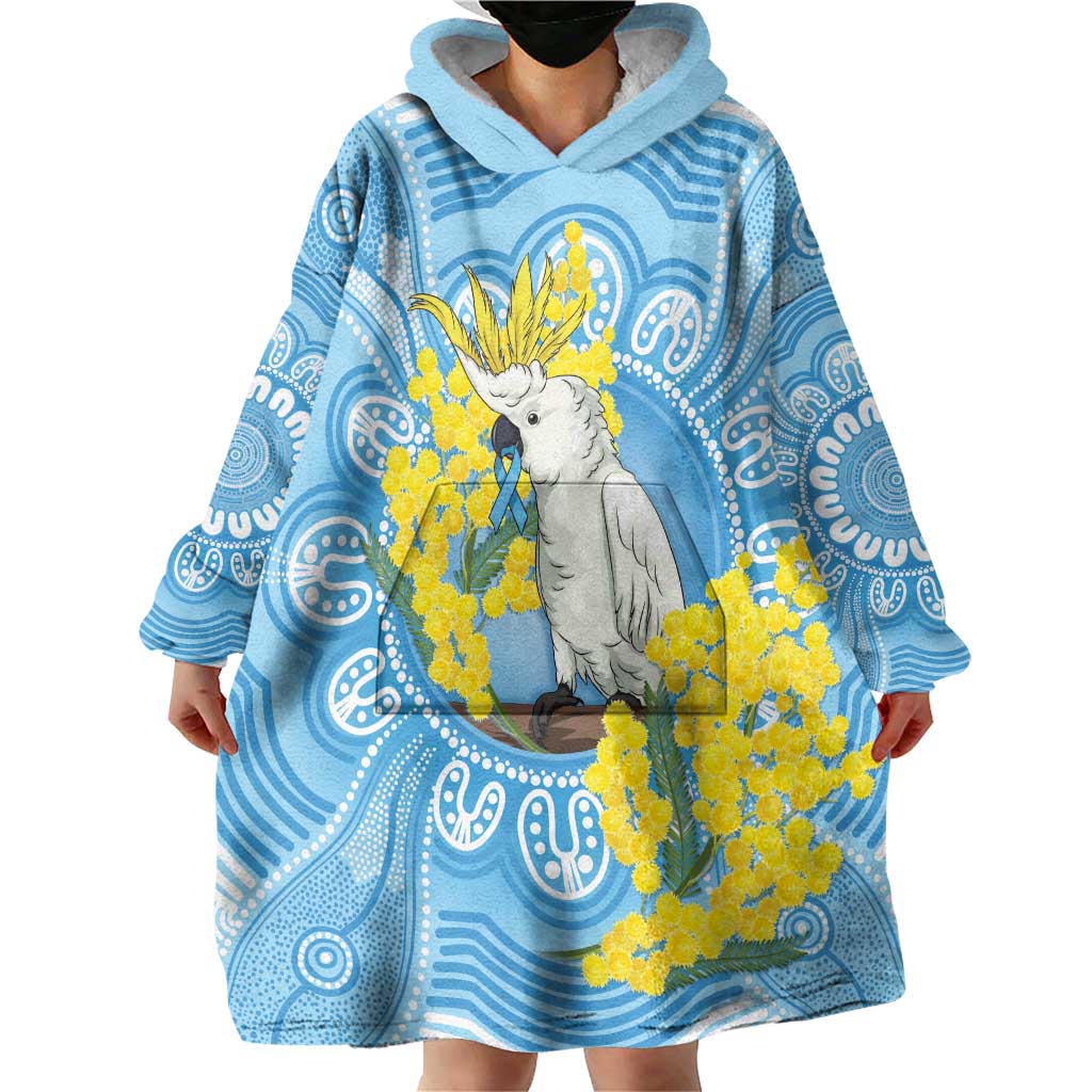 World Diabetes Day Australia Wearable Blanket Hoodie Yellow-crested Cockatoo Golden Wattle Aboriginal - Aussie Hoodie