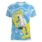 World Diabetes Day Australia Women V-Neck T-Shirt Yellow-crested Cockatoo Golden Wattle Aboriginal - Aussie Hoodie