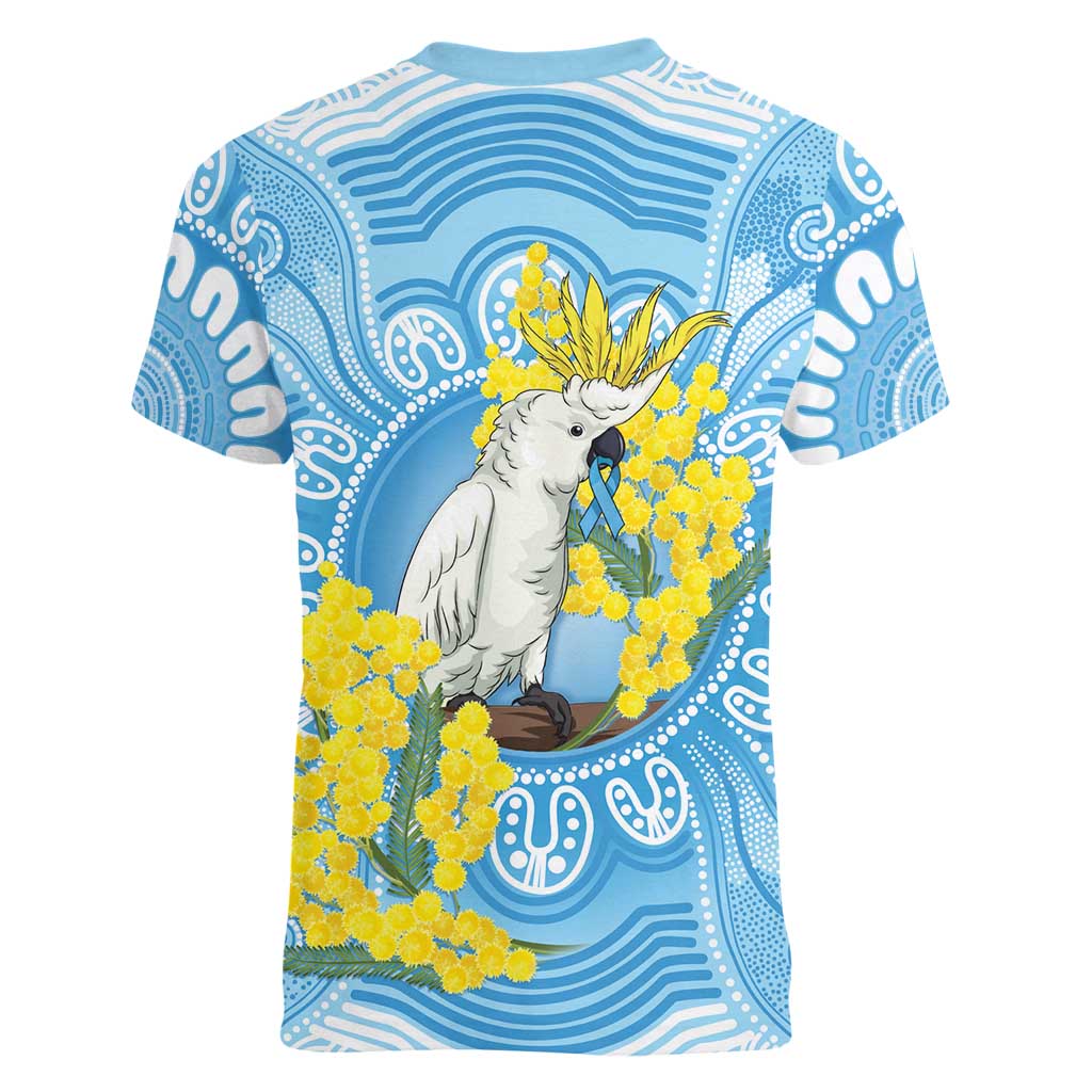 World Diabetes Day Australia Women V-Neck T-Shirt Yellow-crested Cockatoo Golden Wattle Aboriginal - Aussie Hoodie