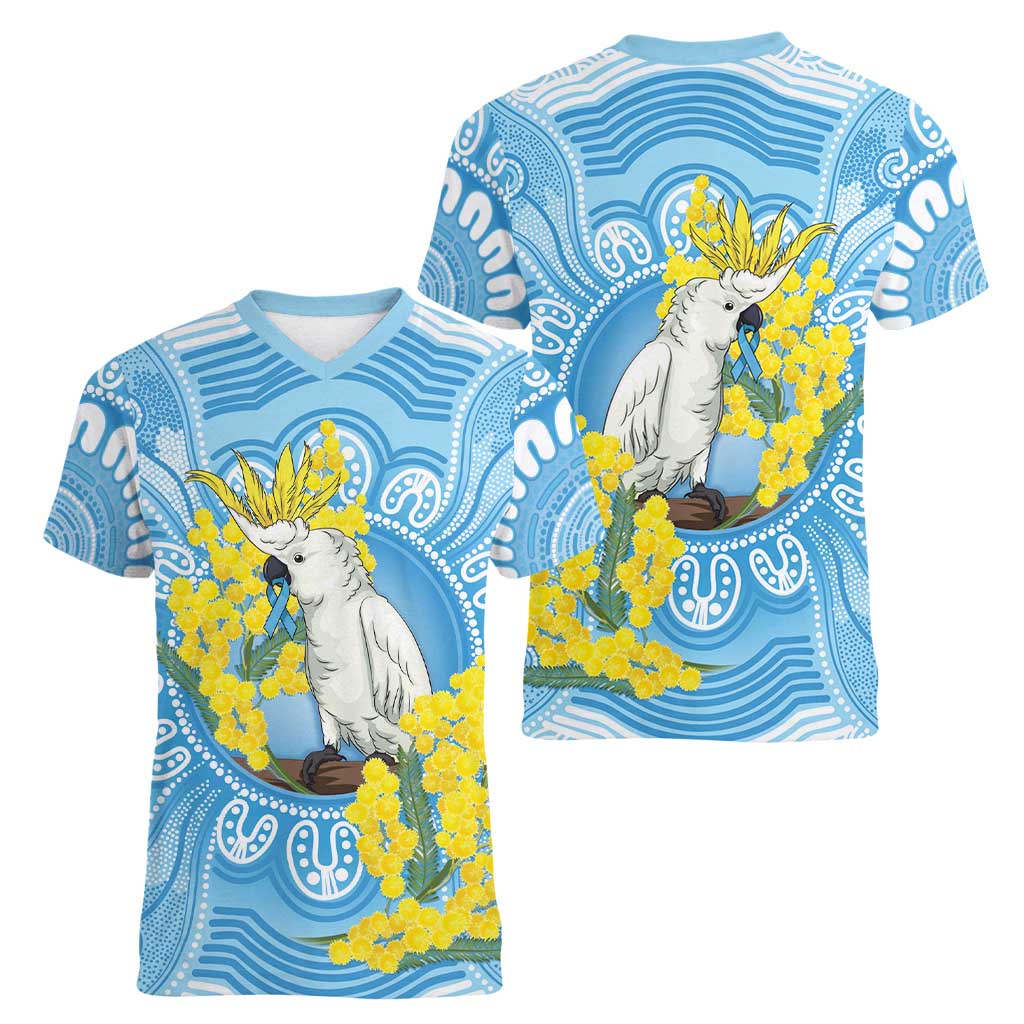 World Diabetes Day Australia Women V-Neck T-Shirt Yellow-crested Cockatoo Golden Wattle Aboriginal - Aussie Hoodie