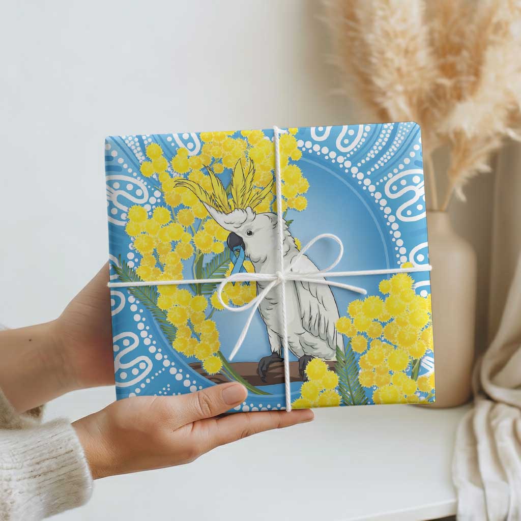 World Diabetes Day Australia Wrapping Paper Yellow-crested Cockatoo Golden Wattle Aboriginal - Aussie Hoodie