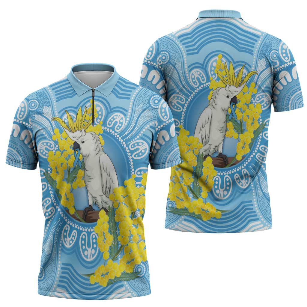 World Diabetes Day Australia Zipper Polo Shirt Yellow-crested Cockatoo Golden Wattle Aboriginal - Aussie Hoodie