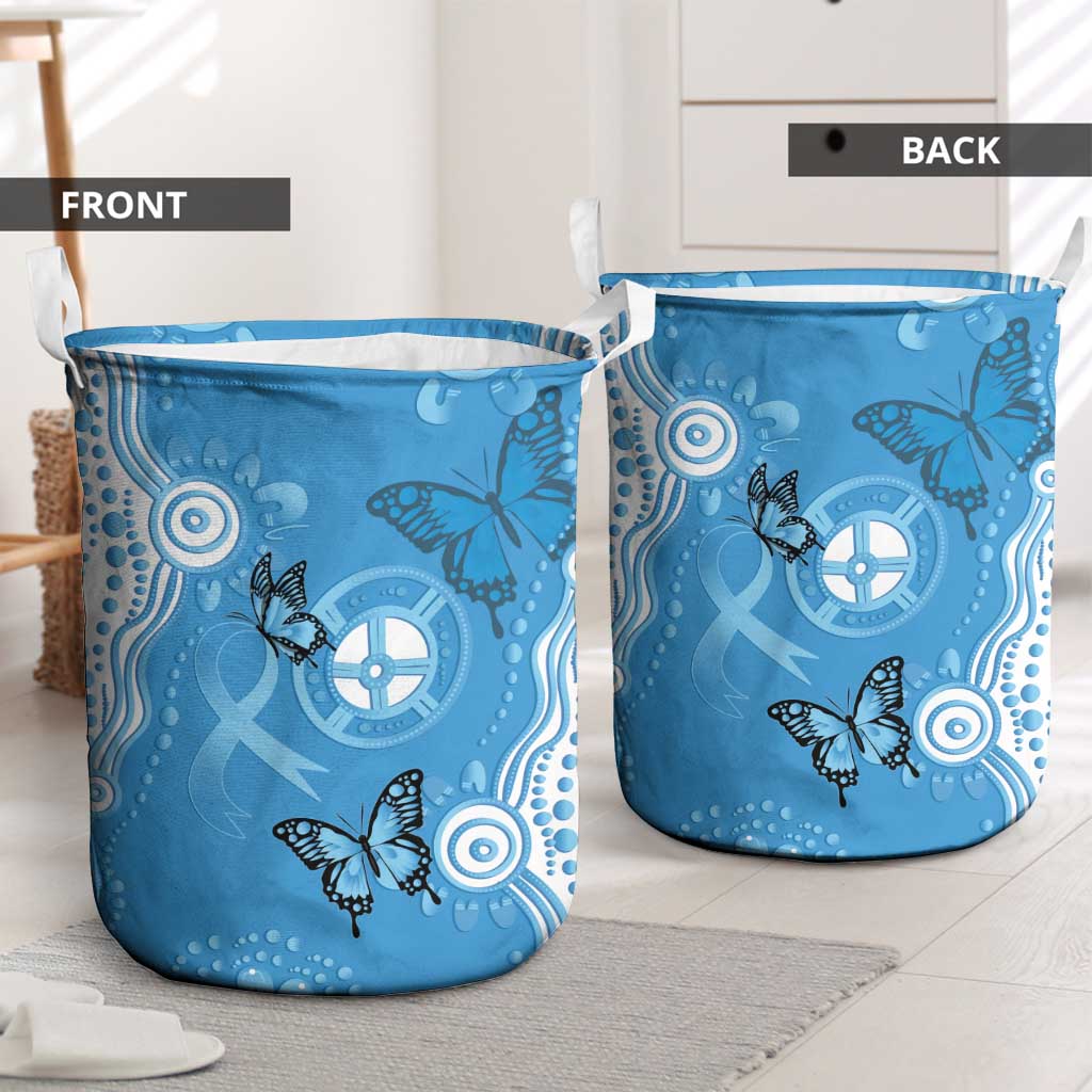 World Diabetes Day Australia Laundry Basket Blue Ribbon Butterfly Aboriginal Art - Aussie Hoodie