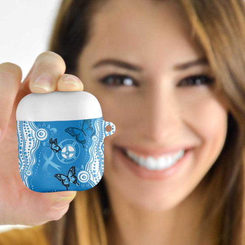 World Diabetes Day Australia AirPods Case Blue Ribbon Butterfly Aboriginal Art - Aussie Hoodie