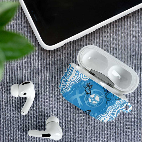 World Diabetes Day Australia AirPods Case Blue Ribbon Butterfly Aboriginal Art - Aussie Hoodie