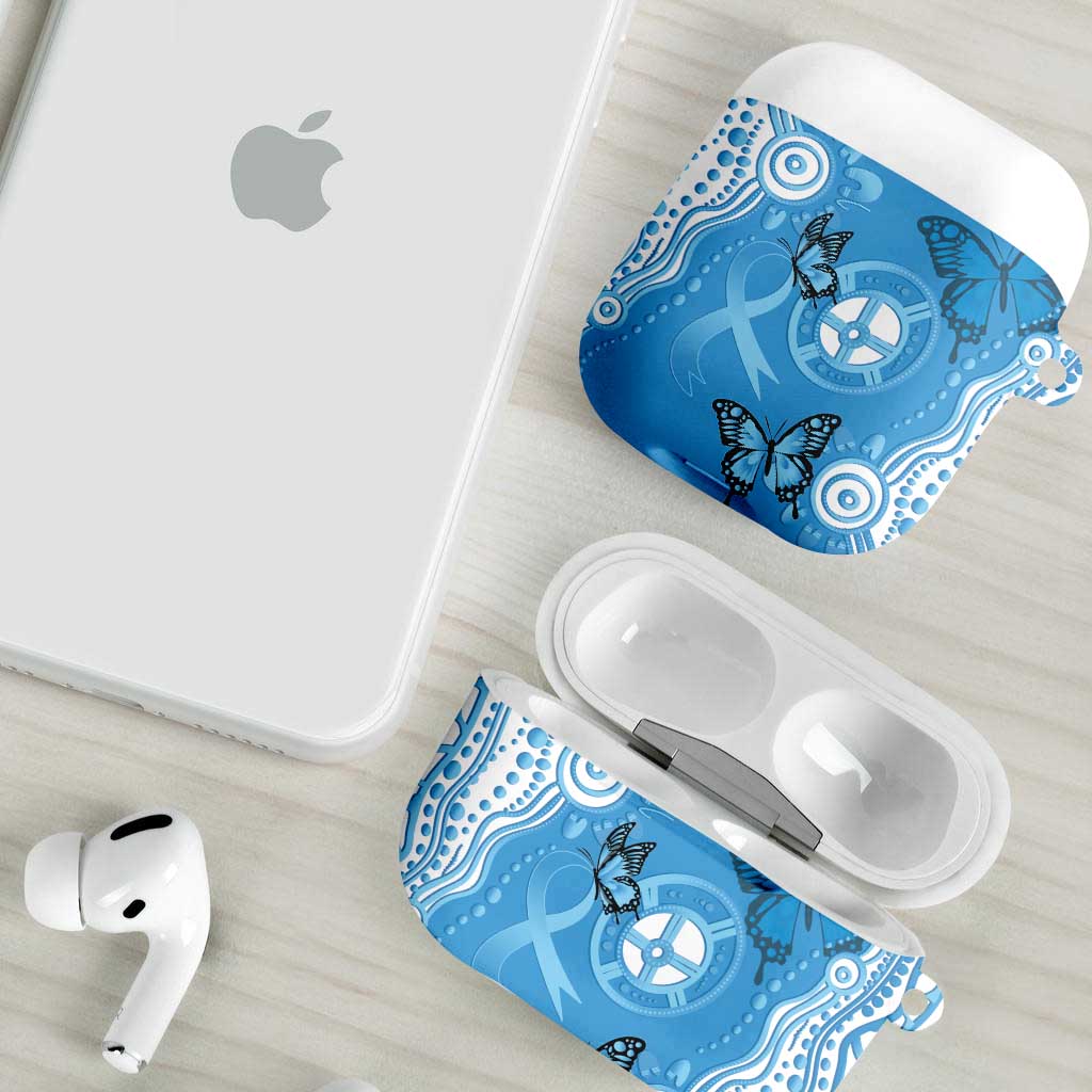 World Diabetes Day Australia AirPods Case Blue Ribbon Butterfly Aboriginal Art - Aussie Hoodie