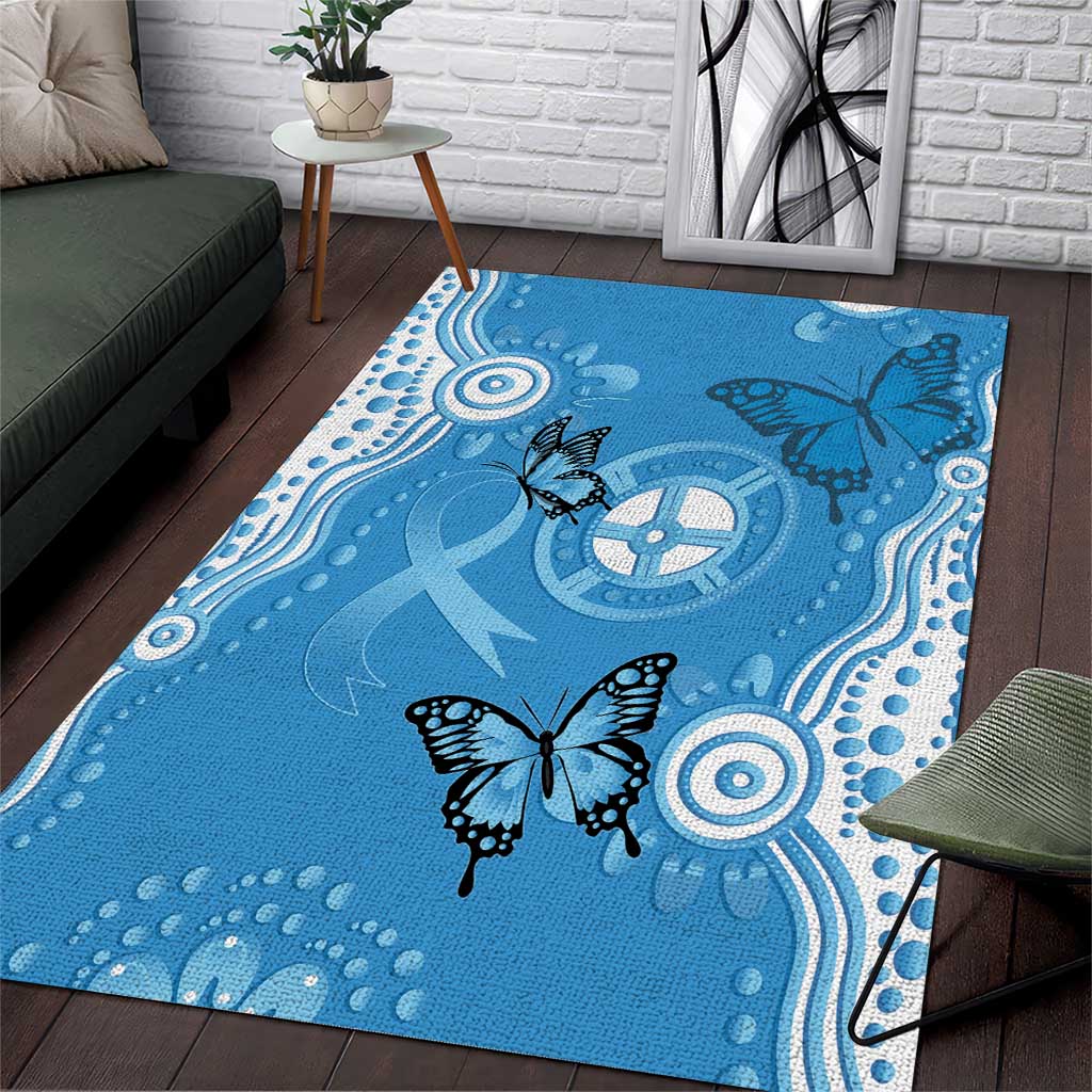 World Diabetes Day Australia Area Rug Blue Ribbon Butterfly Aboriginal Art - Aussie Hoodie