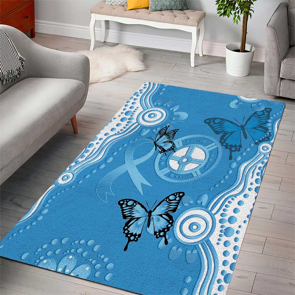 World Diabetes Day Australia Area Rug Blue Ribbon Butterfly Aboriginal Art - Aussie Hoodie