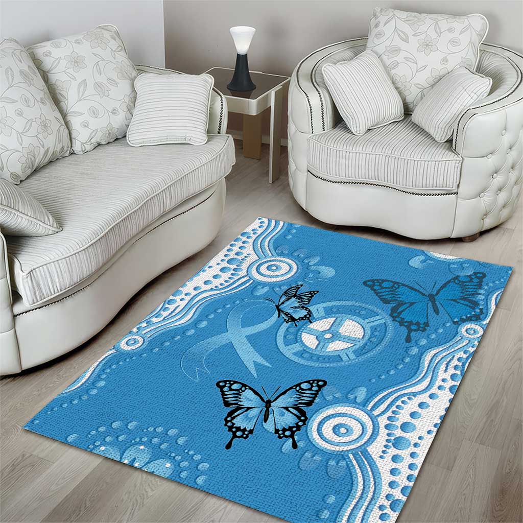 World Diabetes Day Australia Area Rug Blue Ribbon Butterfly Aboriginal Art - Aussie Hoodie