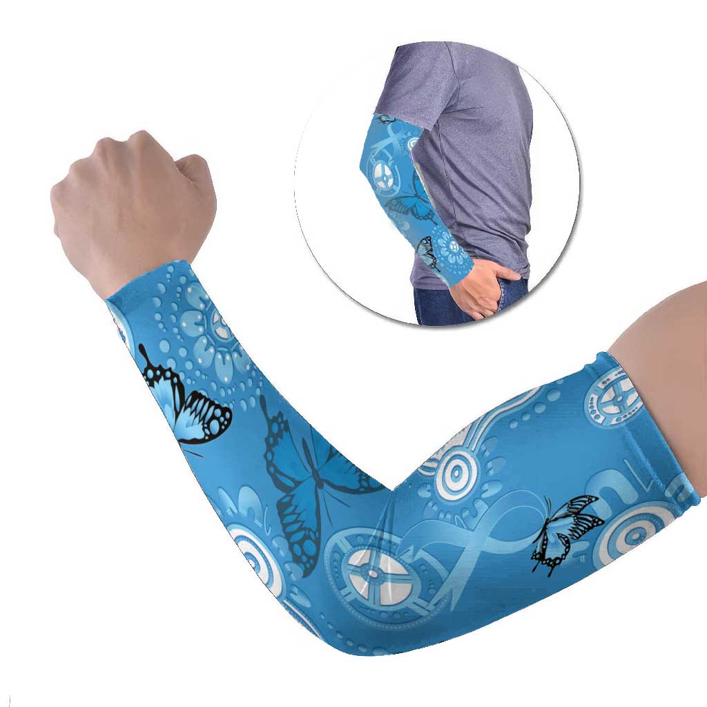 World Diabetes Day Australia Arm Sleeves Blue Ribbon Butterfly Aboriginal Art - Aussie Hoodie