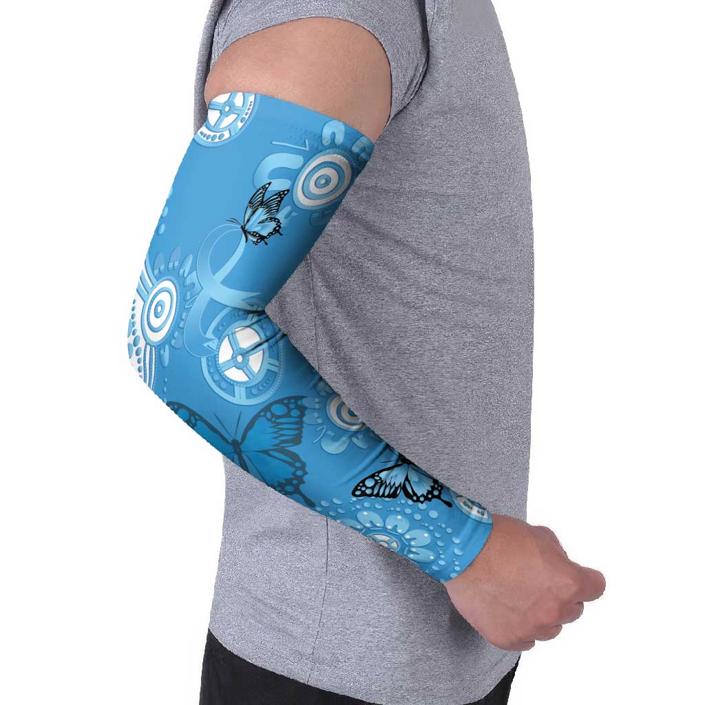 World Diabetes Day Australia Arm Sleeves Blue Ribbon Butterfly Aboriginal Art - Aussie Hoodie