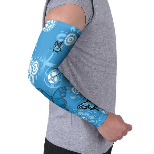 World Diabetes Day Australia Arm Sleeves Blue Ribbon Butterfly Aboriginal Art - Aussie Hoodie