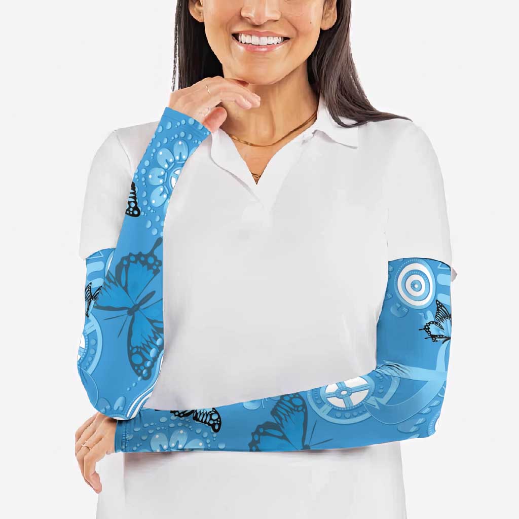 World Diabetes Day Australia Arm Sleeves Blue Ribbon Butterfly Aboriginal Art - Aussie Hoodie