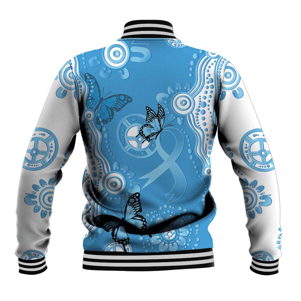 World Diabetes Day Australia Baseball Jacket Blue Ribbon Butterfly Aboriginal Art - Aussie Hoodie