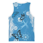 World Diabetes Day Australia Basketball Jersey Blue Ribbon Butterfly Aboriginal Art - Aussie Hoodie