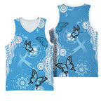 World Diabetes Day Australia Basketball Jersey Blue Ribbon Butterfly Aboriginal Art - Aussie Hoodie